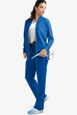 Easy STRETCH By Butter-Soft™ Kim Women's 5-Pocket Zip-Thru With Knit Rib Trim Scrub Jacket -Clinic Love Style BU487 ROYAL 7 S