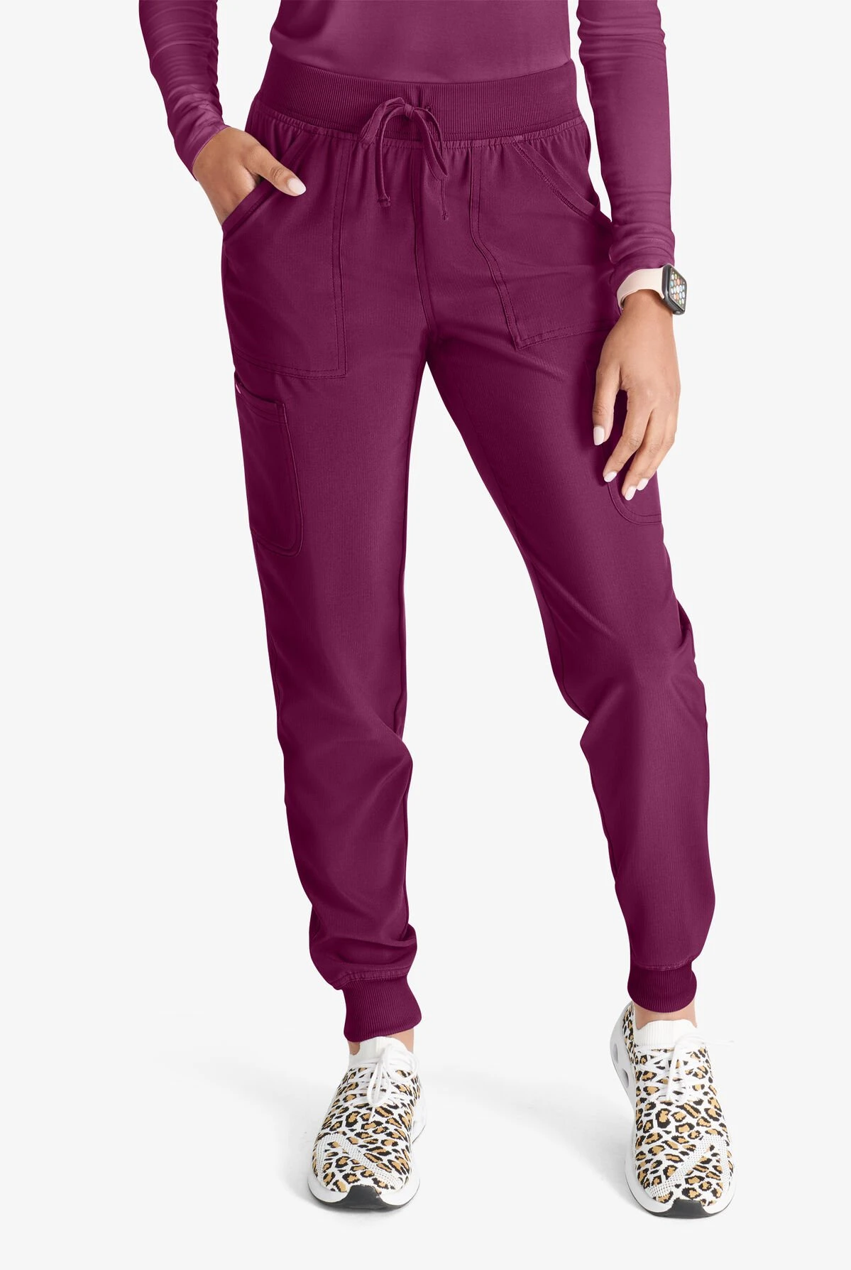 Cherokee Collection Women's 4-Pocket STRETCH Rib-Knit Waist Cargo Jogger Scrub Pants - Petite 1 Cherokee Collection Women's 4-Pocket STRETCH Rib-Knit Waist Cargo Jogger Scrub Pants - Petite