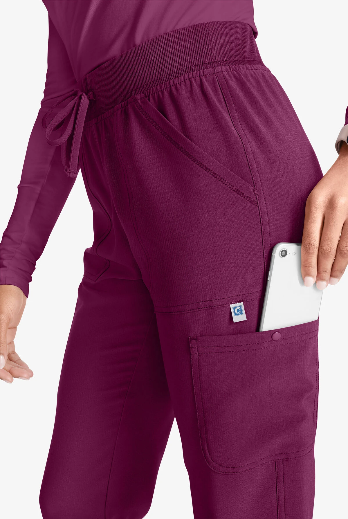 Cherokee Collection Women's 4-Pocket STRETCH Rib-Knit Waist Cargo Jogger Scrub Pants - Petite 2 Cherokee Collection Women's 4-Pocket STRETCH Rib-Knit Waist Cargo Jogger Scrub Pants - Petite - Image 2