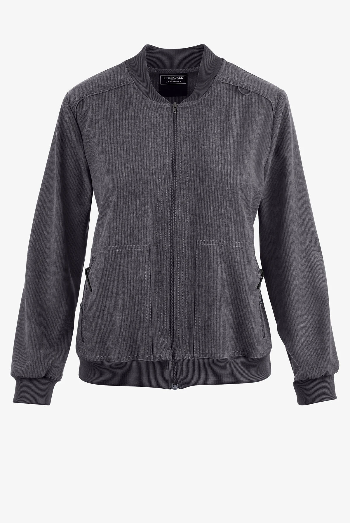 Cherokee Collection Women's 2-Pocket STRETCH Rib-Knit Collar Zip Front Scrub Jacket 1 Cherokee Collection Women's 2-Pocket STRETCH Rib-Knit Collar Zip Front Scrub Jacket