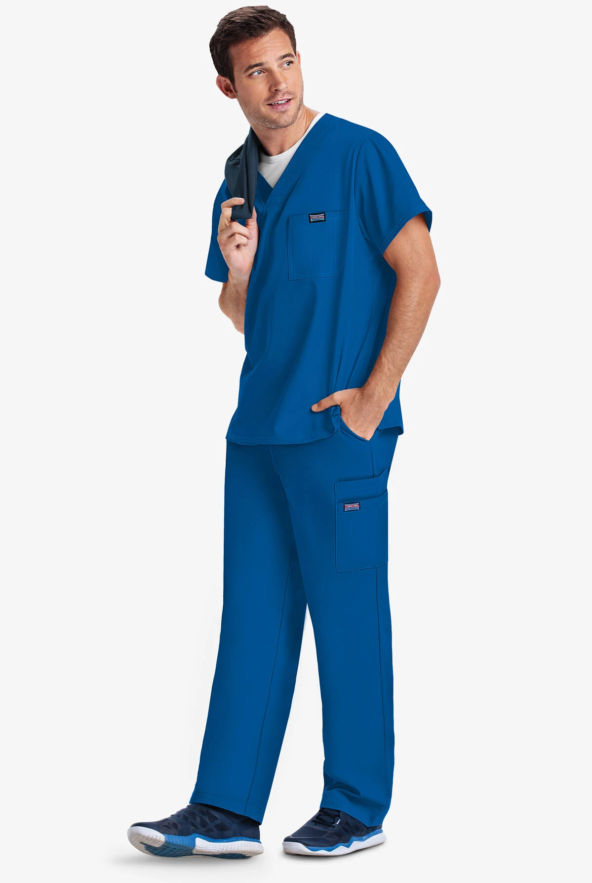 Cherokee Workwear Men's 1-Pocket V-Neck Scrub Top 2 Cherokee Workwear Men's 1-Pocket V-Neck Scrub Top - Image 2
