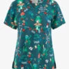 Cherokee Genuine Hoppy To Help Frogs Women's 2-Pocket STRETCH V-Neck Print Scrub Top