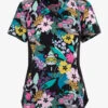 Cherokee Iflex Dreamy Jungle Pandas And Koalas Women's 2-Pocket STRETCH V-Neck Print Scrub Top