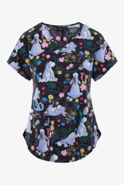 Cherokee Tooniforms Disney's Eeyore Dreams Women's 2-Pocket STRETCH V-Neck Print Scrub Top