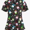 UA Butter-Soft STRETCH Christmas Treats Black Printed Women's 4-Pocket Crisscross Scrub Top