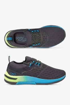 Infinity By Cherokee Women's Dart Pewter/Neon Fade Athletic Lace Up Nursing Shoes