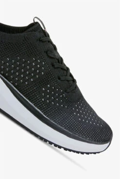 Infinity By Cherokee Women's Everon Knit Black/White Athletic Lace Up Shoes -Clinic Love Style EVRKBAWH BLACK 3