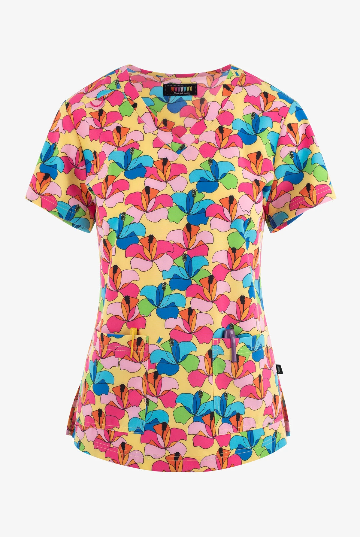 French Bull By Koi Bora Bora Floral Women's 2-Pocket STRETCH V-Neck Print Scrub Top 1 French Bull By Koi Bora Bora Floral Women's 2-Pocket STRETCH V-Neck Print Scrub Top
