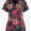 Grey's Anatomy Spandex Wild Garden Women's 4-Pocket STRETCH V-Neck Print Scrub Top