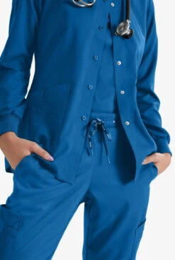 Grey's Anatomy™ By Barco Women's 4-Pocket Round Neck Warm-Up Scrub Jacket -Clinic Love Style GA4450 ROYAL 3