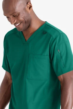 Grey's Anatomy™ By Barco Spandex STRETCH Murphy Men's 2-Pocket V-Neck Scrub Top -Clinic Love Style GRS079 HUNTE 3 HV