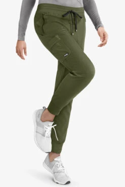 Grey's Anatomy™ By Barco Spandex STRETCH Eden Women's 5-Pocket Cargo Jogger Scrub Pants -Clinic Love Style GRS537 OLIVE 4