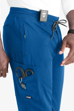 Grey's Anatomy™ By Barco Spandex STRETCH Murphy Men's 5-Pocket Cargo Jogger Scrub Pants -Clinic Love Style GRS550 ROYAL 5