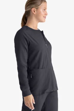 Grey's Anatomy™ By Barco Spandex STRETCH Gianna Women's 5-Pocket Zip Front Scrub Jacket -Clinic Love Style GRS873 STEEL 3 HV