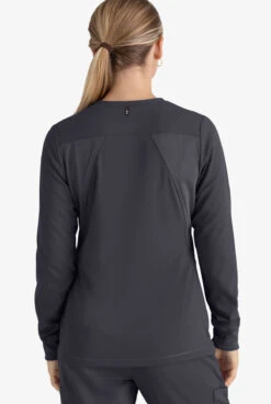 Grey's Anatomy™ By Barco Spandex STRETCH Gianna Women's 5-Pocket Zip Front Scrub Jacket -Clinic Love Style GRS873 STEEL 4