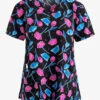 Green Town Forever Tulips Floral Women's 3-Pocket STRETCH V-Neck Print Scrub Top