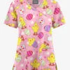 Butter-Soft Originals Easter Blush Women's 3-Pocket Mock Wrap Raglan Sleeve Printed Scrub Top