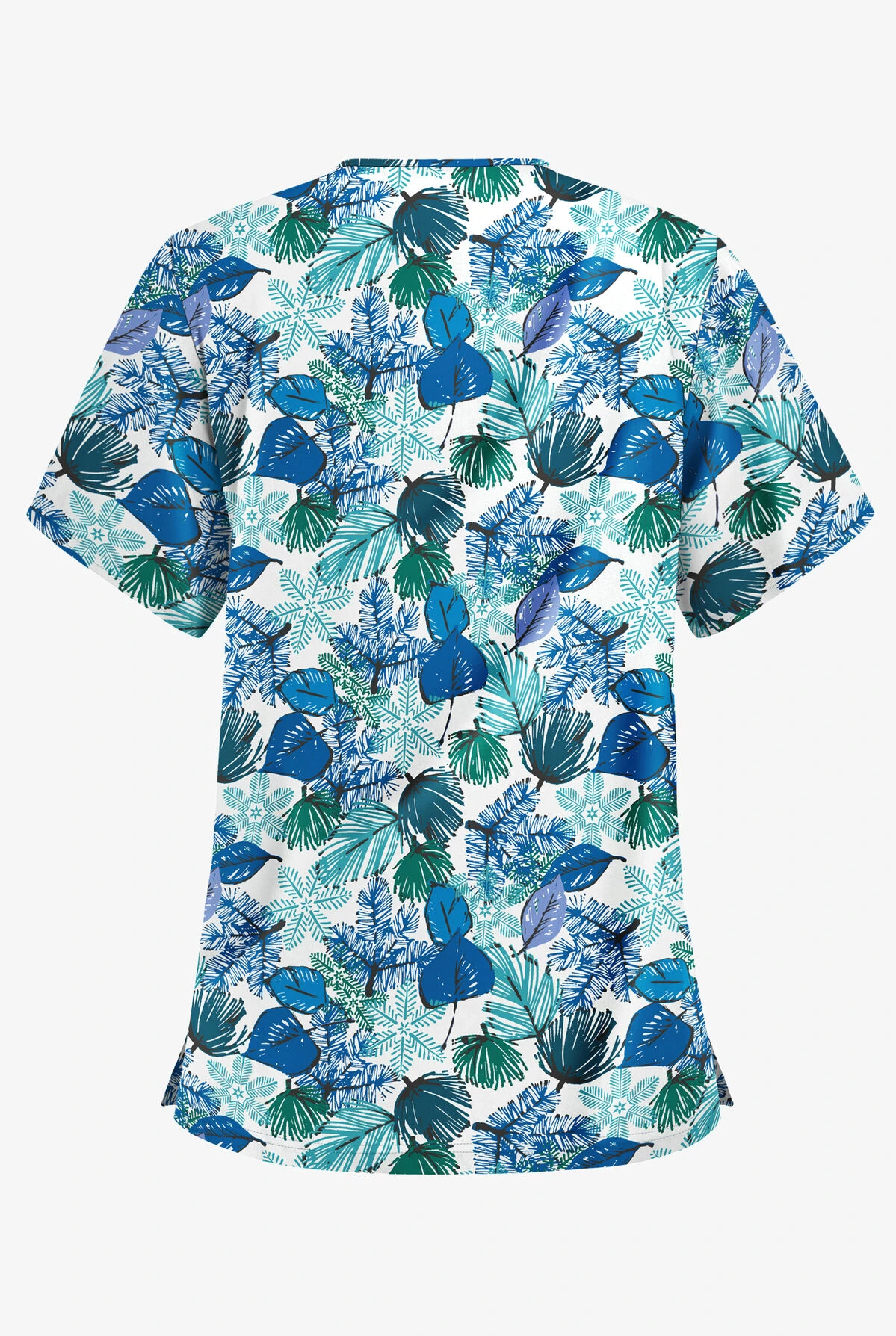 Butter-Soft Christmas Frost Women's 3-Pocket V-Neck Print Scrub Top 2 Butter-Soft Christmas Frost Women's 3-Pocket V-Neck Print Scrub Top - Image 2