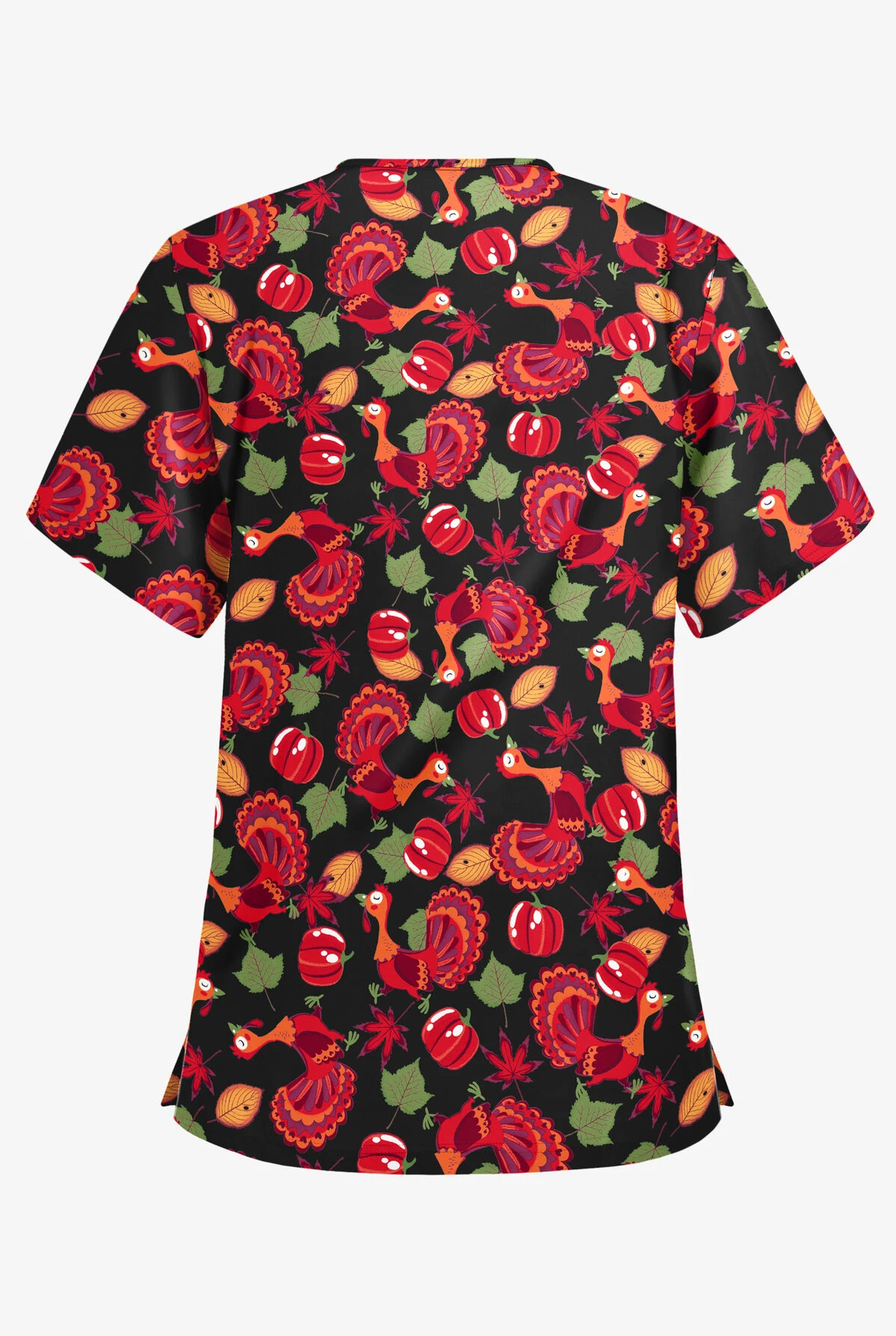 Butter-Soft Thanksgiving Morning Women's 3-Pocket V-Neck Print Scrub Top 2 Butter-Soft Thanksgiving Morning Women's 3-Pocket V-Neck Print Scrub Top - Image 2