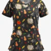 Butter-Soft Thanksgiving Walk Women's 3-Pocket Criss Cross Print Scrub Top