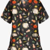 Butter-Soft Thanksgiving Walk Women's 2-Pocket Relaxed Fit V-Neck Print Scrub Top