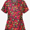 Butter-Soft Thanksgiving Morning Women's 2-Pocket Mock Wrap Print Scrub Top
