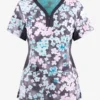 Healing Hands Dreamy Days Floral Women's 3-Pocket STRETCH Y-Neck Print Scrub Top