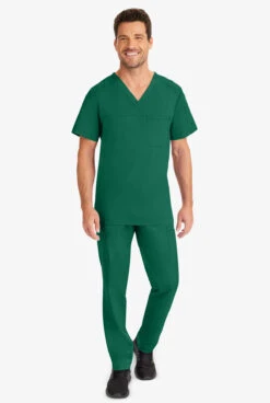 Healing Hands Purple Label Justin Men's 1-Pocket STRETCH V-Neck Scrub Top -Clinic Love Style HE2330 HUNTE 4 S