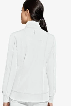 Healing Hands 360 Carly Women's 5-Pocket STRETCH Zip-Up Stand Collar Scrub Jacket -Clinic Love Style HE5068 092223 WHITE 3