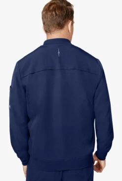 Healing Hands 360 Samuel Men's 6-Pocket STRETCH Zip-Up Bomber Scrub Jacket -Clinic Love Style HE5350 NAVY 3