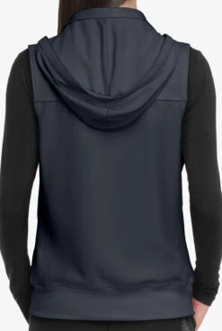 Heartsoul Break On Through Women's 4-Pocket STRETCH With Removable Hoodie Scrub Vest -Clinic Love Style HL500 PEWTE 4