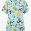 FUNSCRUBS- Peanuts Snoopy & Woodstock Lazy Days Women's 2-Pocket STRETCH V-Neck Print Scrub Top