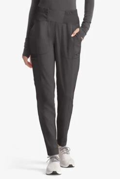 Cherokee Infinity Women's 5-Pocket STRETCH Rib-Knit Detail High-Rise Slim Leg Scrub Pants