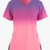 Koi Lite Wisteria/Radiant Mauve/Peony Pink Ombre Women's 2-Pocket V-Neck Print Scrub Top