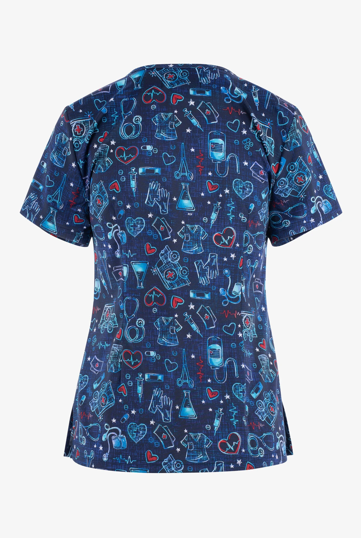 Koi Basics Fully Equipped Hearts Women's 2-Pocket STRETCH V-Neck Print Scrub Top 2 Koi Basics Fully Equipped Hearts Women's 2-Pocket STRETCH V-Neck Print Scrub Top - Image 2