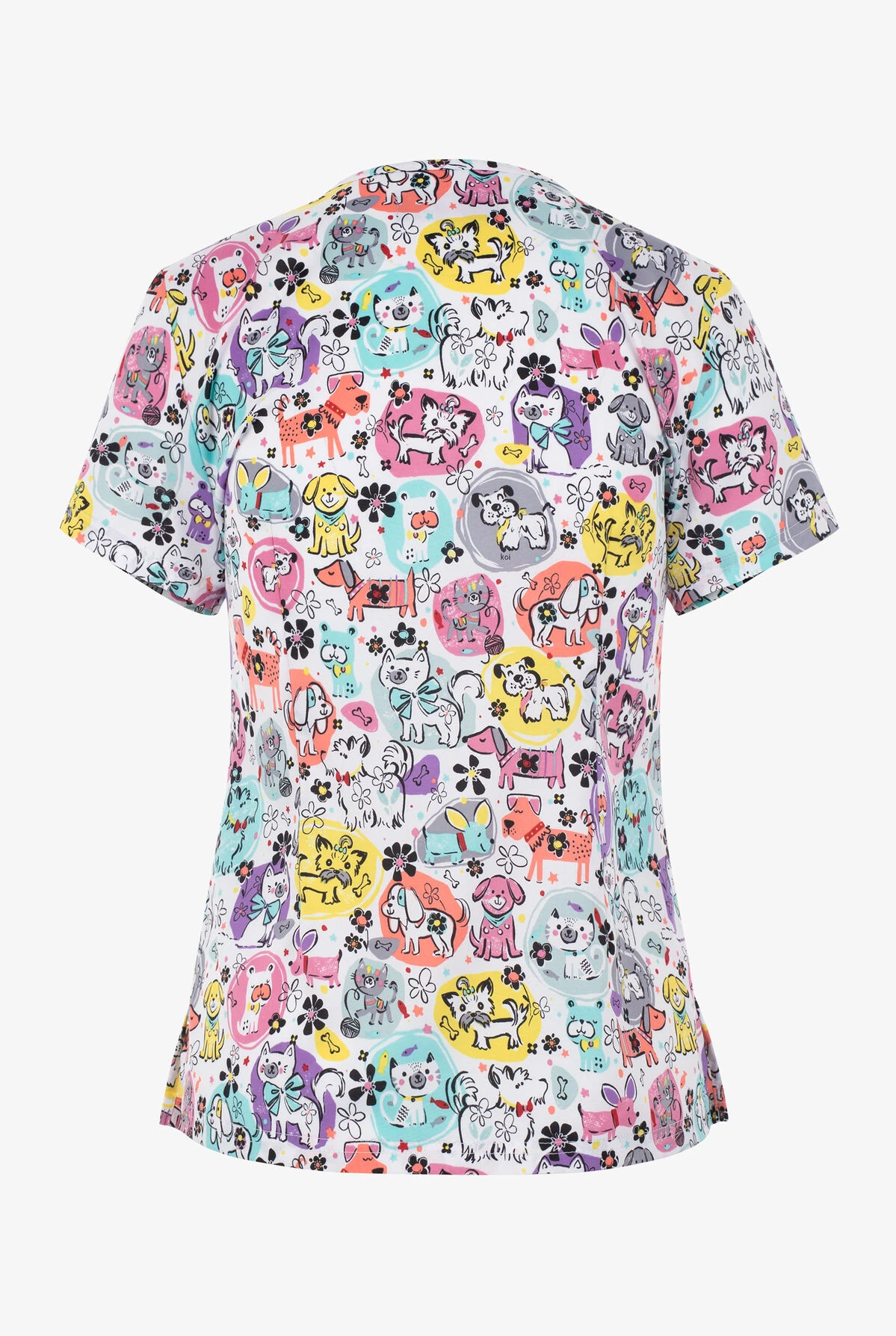 Koi Basics Fur Baby Bunch Women's 2-Pocket STRETCH V-Neck Print Scrub Top 2 Koi Basics Fur Baby Bunch Women's 2-Pocket STRETCH V-Neck Print Scrub Top - Image 2