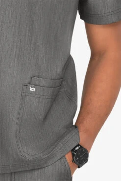 Koi Next Gen Free To Be Men's 4-Pocket STRETCH V-Neck Scrub Top -Clinic Love Style K672 HEAGR 3 HV