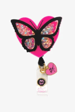 Betsey Johnson Heart Butterfly Shaker ID Badge Holder