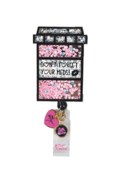 Betsey Johnson Pill Box Button-Snap Retractable ID Badge Holder