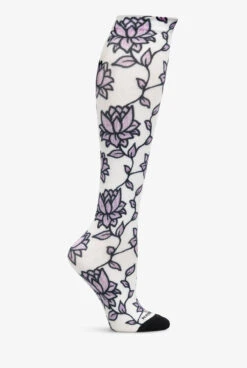 Nurse Mates Lavender Lotus Women's 12-14 MmHg Light Compression Socks