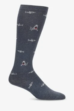 Nurse Mates Sharks Men's 12-14 MmHg Light Compression Socks