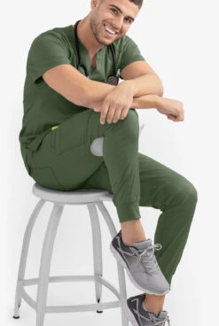 Maevn Matrix Men's 1-Pocket STRETCH V-Neck Scrub Top -Clinic Love Style MA5501 OLIVE 3 HV