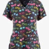 Maevn Colorful Sweet Shades Women's 3-Pocket STRETCH V-Neck Print Scrub Top