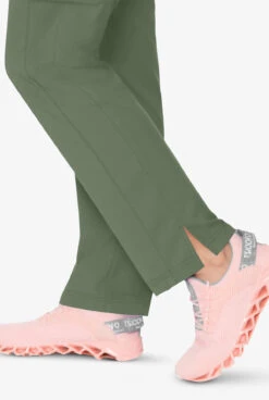 Med Couture Touch Women's 6-Pocket STRETCH Jersey Knit Waist Drawstring Cargo Yoga Scrub Pants -Clinic Love Style P7725 OLIVE 3