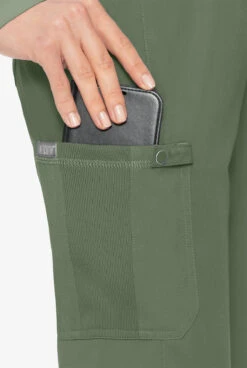 Med Couture Touch Women's 6-Pocket STRETCH Jersey Knit Waist Drawstring Cargo Yoga Scrub Pants -Clinic Love Style P7725 OLIVE 4