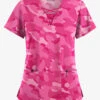 Easy Stretch By Butter-Soft Cloud Camo Flirt Women's 4-Pocket Lace Up V-Neck Printed Scrub Top