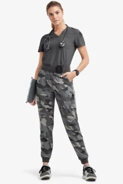 Easy Stretch By Butter-Soft™ Mila Women’s 5-Pocket Knit Waist Jogger Print Scrub Pants -Clinic Love Style PBU287PCL 8