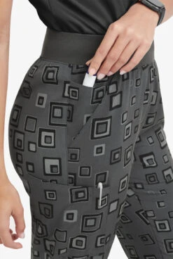 Easy STRETCH By Butter-Soft™ Cuff Floating Tiles Pewter Women’s 5-Pocket Jogger Print Scrub Pants -Clinic Love Style PBU287TPF 3