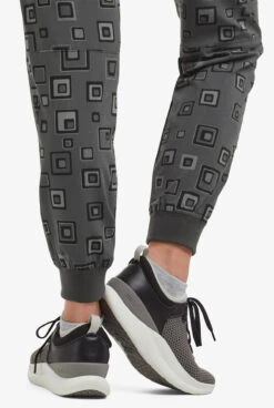 Easy STRETCH By Butter-Soft™ Cuff Floating Tiles Pewter Women’s 5-Pocket Jogger Print Scrub Pants -Clinic Love Style PBU287TPF 7