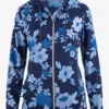 Easy STRETCH By Butter-Soft™ Paris Floral Navy Women's 5-Pocket Zip-Front Print Scrub Hoodie